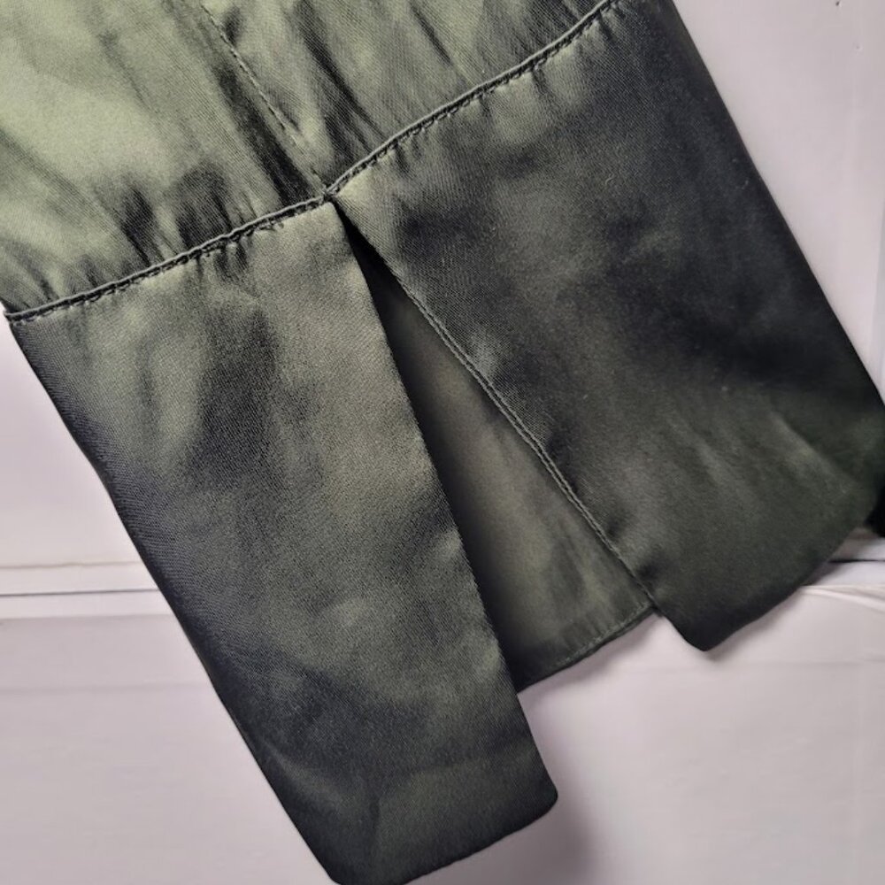 NWT Zadig & Voltaire Gathered Long Sleeve Satin Dress - Khaki L - Picture 10 of 13